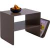 Kare Design Tavolino Lounge News, Grigio, 65x37x42 cm, design minimalista, portariviste integrato, tavolino da divano, in acciaio, stile industrial moderno, per soggiorno