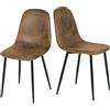 FurnitureR Set di 2 sedie, Finta Pelle Scamosciata, Imbottite, in Metallo, per Cucina, Sala da Pranzo, Soggiorno, Marrone, Suede, 40 x 38.5 x 85 cm, 2 unità