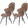Hela Tische, Kate Set da 4 sedie a 4 gambe, con rivestimento in stile vintage di colore grigio fango, tubolare a sezione circolare nero e impugnatura