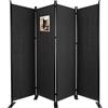 VOUNOT® Separe Divisorio Interno a 4 Pannelli in Metallo, Paravento Pieghevole Autoportante Privacy per Salotto, Camera da Letto e Ufficio, 228 x 30 x 164 cm, Antracite