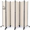 VOUNOT® Separe Divisorio Interno a 6 Pannelli con Ruote, Paravento Pieghevole Autoportante Privacy per Salotto, Camera da Letto e Ufficio, 340 x 30 x 171 cm, Beige