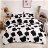 chovy Set di biancheria da letto Queen in finta pelliccia, con stampa mucca tinta a nodi, colore bianco e nero, set di biancheria da letto in 3 pezzi, ultra morbido e soffice flanella di velluto