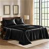 PURE BEDDING Set di lenzuola in raso per letto king size, 4 pezzi, lussuose lenzuola in microfibra 1800, extra morbide, non sbiadisce, resistenti alle macchie, lenzuolo con angoli con tasca profonda, lenzuolo