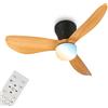 BRILONER - Ventilatore da soffitto con luce LED, telecomando, motore DC silenzioso con 3 velocità, CCT e luminosità regolabile, pale rimovibili, lampadario ventilatore da soffitto, 78cm, nero e legno