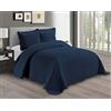 Linen Plus Set di biancheria da letto con copriletto in rilievo, oversize, tinta unita, blu navy, per letto king size e California king size, # Dana