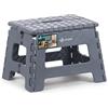 VOUNOT® Sgabello Pieghevole Superficie Antiscivolo con Maniglia, Sgabello Portatile e Compatto, per Cucina, Bagno, Giardino, Campeggio e Casa, 32 x 25 x 22 cm, Grigio