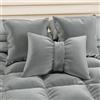 PETTI Artigiani Italiani - Cuscini Arredo in Velluto con Imbottitura, Cuscino per Camera da Letto, Divano Salotto, con Federa a Sacco, Fiocco Grigio Scuro - 50 x 40 cm