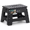 VOUNOT® Sgabello Pieghevole Superficie Antiscivolo con Maniglia, Sgabello Portatile e Compatto, per Cucina, Bagno, Giardino, Campeggio e Casa, 32 x 25 x 22 cm, Nero