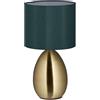 Relaxdays Lampada da Tavolo, Abat Jour Paralume in Tessuto e Base Acciaio, E14, HxD: 33,5x18 cm, Luce Comodino, Ottone