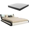 MB Muebles Bonitos, Letto Contenitore Abbattibile Parisina, Legno e Ecoleather, LED RGB, Bianco e Nero, Con Materasso 160x200cm