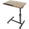 HUOLE Tavolino ausiliario in legno, punta divano, mobile, altezza regolabile, tavolino basso in legno con 4 ruote, effetto legno, metallo, 60 x 34,5 x 58-90 cm (marrone)