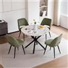 JZGORC Set Tavolo da Pranzo e Sedie, Tavolo da Pranzo Rotondo in MDF da 100 CM, 4 Sedie da Cucina in Velluto a Coste con Schienale Cavo, per Soggiorno, Cucina (Motivo Marmoreo-BK + Verde)