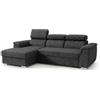 Robin Inspire Divano Angolare Modulare 3 Posti - Divano Letto a L Sinistro - Contenitore, 3 Poggiatesta Regolabili - per Soggiorno Moderno - 247 cm Silver Nero