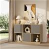 [en.casa] Credenza Bassa a 3 Ante Decorative Madia con 6 Scomparti Mobile Contenitore Buffet per Sala da Pranzo Soggiorno Ingresso 75 x 120 x 30 cm - Effetto Rovere/Grigio