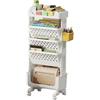 SINBINTA Libreria mobile con ruote, organizer per libri e riviste, carrello per libri, libreria a 5 ripiani per camera da letto, ufficio e scuola (bianco)