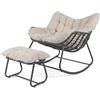 SOARS Poltrona a Dondolo con Poggiapiedi, Sedia a Dondolo da Interno ed Esterno, Poltrona Relax in Rattan con Cuscini Rimovibili per Soggiorno, Balcone e Giardino, Portata 150 kg (Beige)