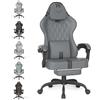 Huracan Sedia da Gaming, Sedie Gamer con funzione massaggiante, poggiatesta e poggiapiedi, regolabile in altezza Gaming Chair, Poltrona da gioco con schienale regolabile 90-135°, grigio-nero