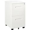 Vinsetto Cassettiera Ufficio con Ruote, Schedario Portadocumenti a 2 Cassetti con Serratura e 2 Chiavi in Acciaio, 39x48x67cm, Bianco