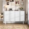 SUKY Credenza, armadio da soggiorno con 3 ante, armadi con ampio spazio di archiviazione, cassettiera per camera da letto e soggiorno, divisorio regolabile, bianco, MDF, con base del tavolo da 16 cm, 120 x