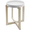 Spetebo Tavolino rotondo in legno con piano del tavolo, design 30 cm, bianco - tavolo decorativo con struttura a X naturale - tavolino da salotto, tavolino decorativo per piante