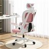 HDHNBA Sedia da Ufficio in Rete,Sedia da Gioco Ergonomica con Schienale Alto,Rotelle e Poggiatesta Regolabile,Braccioli Ribaltabili Comfort per Casa,Camera da Letto,Studio(Rosa)