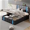 QMTXBYJ Letto imbottito 160 x 200 cm, idraulico, doppio sollevamento idraulico con porte USB, stazione di ricarica e luce LED, letto per bambini, per casa, camera da letto