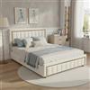 MISNODE Letto Matrimoniale Imbottito160x200 cm, Letto Contenitore con Testiera, Struttura Letti Imbottita in Velluto con Rete a Doghe, Letto per Adulti e Adolescenti, Beige (Beige, 160 x 200cm)