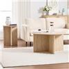 DAYALANE Set di 2 tavolini da caffè rotondi con piano in legno, tavolo da soggiorno, camera da letto, motivo beige