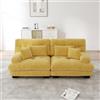 ZKLOEP Cloud Divano angolare per soggiorno, divano matrimoniale in ciniglia con 2 cuscini lombari e 2 cuscini decorativi, struttura in legno massello, giallo