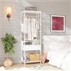 VOWNER Appendiabiti da Terra, Mobile Ingresso con Panca, 4 in 1, Attaccapanni con Barra e Cassetti, Stand Appendiabiti in Acciaio Inox, Mobile Ingresso Multifunzionale con Scarpiera, 60x180x40cm