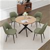JZGORC Set Tavolo da Pranzo e Sedie, Tavolo da Pranzo Rotondo in MDF da 100 CM, 4 Sedie da Cucina in Velluto a Coste con Schienale Cavo, per Sala da Pranzo, Soggiorno, Cucina (Chiaro + Verde)