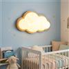 Alpinaluz Aplique da Parete Bambini Nuvola 3D con Base in Ferro Effetto Legno e Paralume in Policarbonato Bianco, LED Integrato 12W con Luce Tricolore CCT per Camera da Letto Moderna e Interni