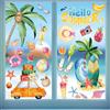 Hianjoo Adesivi Per Finestre Estivi Hianjoo, 4 Fogli Hello Summer, Pellicole Per Finestre Grandi, Doppio Hawaiano Con Cocco, Tavola Da Surf E Gelato Per Decorazioni Domestiche