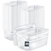 BenBow Secchio rettangolare con coperchio 100x 5l trasparente - adatto al contatto con alimenti, contenitore di plastica impilabile con manico - vuoto