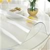 AYLFBFU Tovaglia Rotonda Plastificata Trasparente 63cm - 1.5mm Impermeabile Copritavolo - Bordo a V 65°- Protezione della pelle - Rotolo Pvc Trasparente per Scrivania/Tavolo da Pranzo