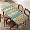 Morbuy Impermeabile Tovaglia Rettangolare con Bordo Elastico, Copritavolo Rettangolare con Elastico Tovaglie Esterno Antimacchia per Giardino, Picnic e Feste (Legno colorato 8,134x80cm)