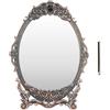 Qcwwy Specchio per il trucco da tavolo retrò vintage antico in rilievo con piedistallo lucido a fiore cavo per aiutare il trucco (Rosso Rame)