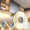 BRIMETI Striscia LED a Batteria COB 5V 2M Bianco Naturale 4000K 320LEDs/M Autoadesiva Flessibile Luminosa Interno Strisce Nastri per Cucina Camera da Letto Armadio Scaffale Decorazioni Casa e Natale