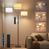 SIBRILLE Lampada ad arco, 36 W, con paralume in tessuto bianco, 3000 lm, lampada da terra super luminosa con telecomando e touch, lampada da terra a LED, dimmerabile, 187 cm, per soggiorno, camera da