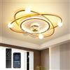 XSXUDODP Ventilatore da Soffitto con Luce e Telecomando, LED Dimmerabile Ventilatori da Soffitto con Lampada, 6 Velocità Lampadario Ventilatore da Soffitto Per soggiorno Camera Da Letto, Or