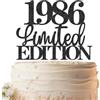 Goiern Edizione Limitata 1986 Toppers Torta Nero Glitter Festa Allegra 40° Compleanno Decorazione Dolci Accessori per Brindare Ai 40 Anni Ghirlanda Decorativa per Party