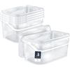 BenBow Secchio rettangolare con coperchio 5x 5l trasparente - adatto al contatto con alimenti, contenitore di plastica impilabile con manico - vuoto