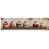 Gentinap Cupcake Row colorato glassa ciliegia condimenti in legno stile mensola latta cartello vintage metallo casa bar giardino decorazione parete poster metallo 10,2 x 40,6 cm