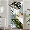 Uiiooazy Tenda Doccia Antimuffa, Tenda da Doccia Piccola 90x180cm Blu Ciel Boho Style Tropicale Foglie di Palma Verde Giungla Tende da Bagno Tessuto Lavabile Impermeabile Tende da Bagno con 6 Anelli