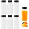 ErShiPing 7 Pz Bottigliette di Plastica Piccole 250ml,Barattolini Plastica Piccoli con Tappo, Bottigliette Vuote,Contenitori Riutilizzabili a Bocca Larga Trasparenti Riutilizzabili per Succhi Acqua Frullati