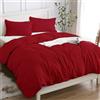 Cotopuro Copripiumino Matrimoniale 100% Cotone 260x240 (2 Federe 50x80), Set Copripiumino in Premium Cotone 150GSM OEKO-TEX, Morbida, Traspirante, Ipoallergenica - Rosso