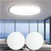 EACLL Plafoniera LED Soffitto, Lampada da Soffitto, 2 Unità, Ø30CM 24W 6000K 2700LM, IP44 Luce Bianco Caldo, Rotonda Bianco Plafoniera Bagno, Non Dimmerabile, per Cameretta, Cucina, Soggiorno, Balcone