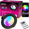 POIUYTO Faretto da incasso a LED, 12 V, 3 W, 15 mm, ultra piatto, foro 60 mm, in alluminio, colore nero, controllo app, lampada LED RGBWW, dimmerabile, con 16 milioni di colori fai da te, con telecomando