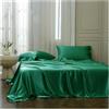 GBHMJU Lenzuolo Sopra Piano in Raso Singolo Matrimoniale 170x230cm 230x250cm 250x250cm in Seta Lavata Delicato Sulla Pelle Liscio Come la Seta(Dark Green,230x250cm)