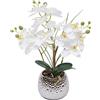 SanBouSi Orchidea artificiale Phalaenopsis in vaso di ceramica bonsai, decorazione orchidea bianca, orchidea in seta per San Valentino, Festa della Donna, regalo per le mamme 39CM